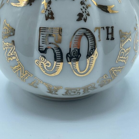 50th Anniversary Gold painted Creamer with Saucer - Picture 7 of 9